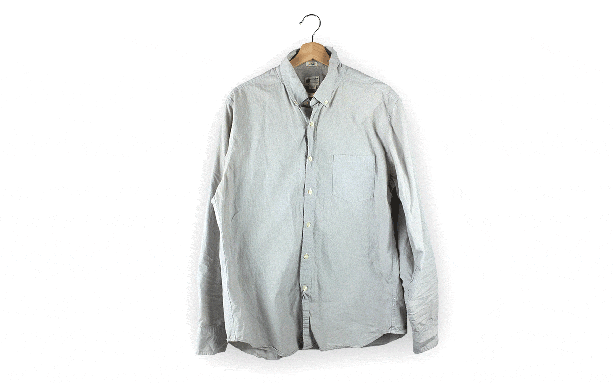 Example of shirt before and after has been ironed, it's a huge difference